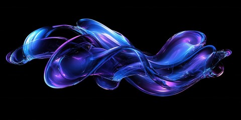 Leinwandbilder - Abstract Flowing Wave Shape with Dynamic Motion in Vibrant Blue and Purple Colors Glowing Fluid Design on Black Background for Modern Art and Futuristic Concepts