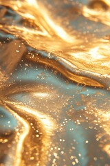 Fototapete - Abstract Golden Texture Background with Metallic Shine and Glittering Details in a Wavy Pattern with Elegant and Luxurious Appeal