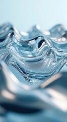Aufkleber - Abstract Metallic Water Waves Background with Smooth Fluid Surface Ripples and Shiny Reflections in a Three Dimensional Rendering
