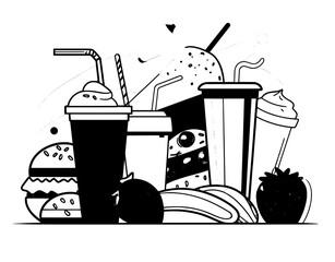 Poster - clipart symbol of a lock created as a hand drawn outline doodle