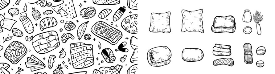Poster - the pillow set boasts soft, hand-drawn designs, ideal for resting and decorating bedrooms, with a co
