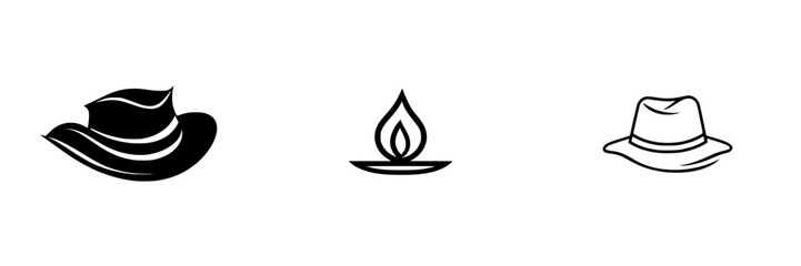 Poster - Collection of minimalist line icons representing hats and a candle for versatile design applications