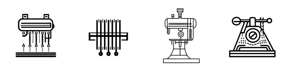 Poster - Collection of minimalist line icons showcasing various kitchen appliances for modern culinary design
