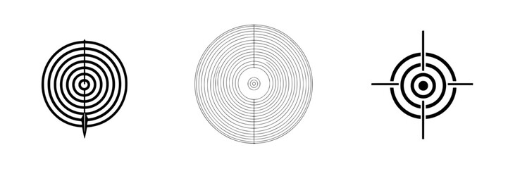 Poster - Collection of minimalist line vector icons featuring concentric circles and target designs