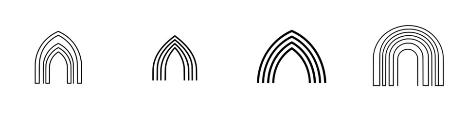 Poster - Minimalist line icons featuring various stylized rainbow designs suitable for modern graphic projects