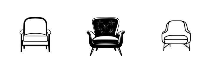 Poster - Elegant minimalist line icons featuring stylish armchairs ideal for interior design and decor themes