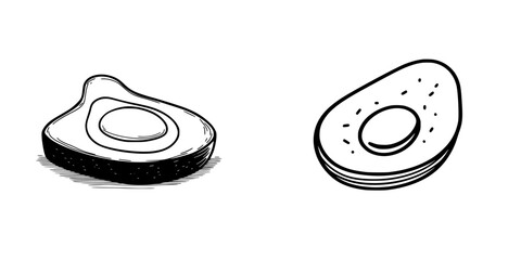 Poster - Collection of minimalist vector line icons representing fried egg and avocado