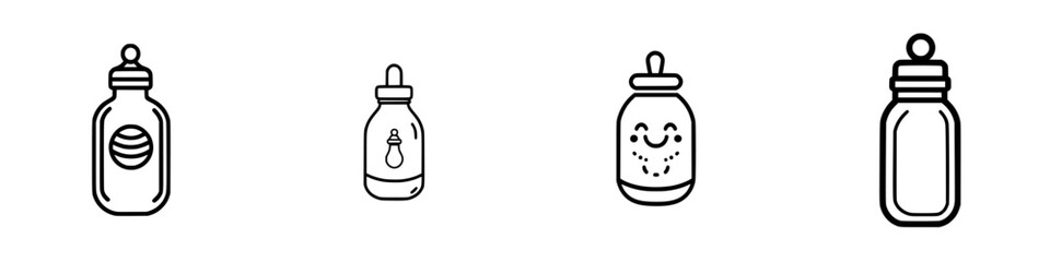 Poster - Minimalist line icons showcasing various container designs for modern graphic projects