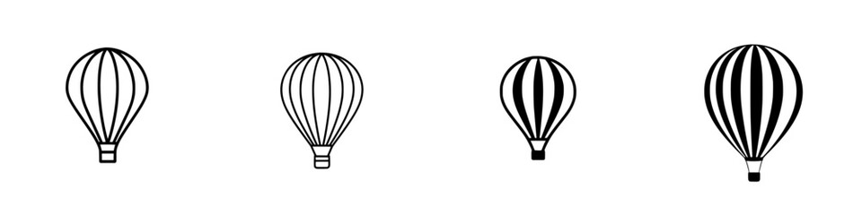 Poster - Various minimalist line icons depicting hot air balloons in different orientations for design projects and creative use