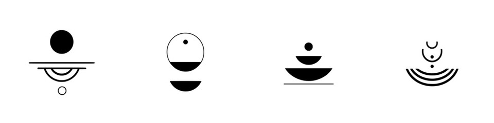 Poster - Minimalist line icons collection depicting abstract shapes ideal for modern design projects and branding