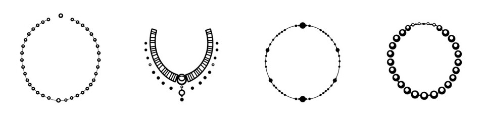 Poster - Vector minimalist line icons showcasing various circular necklace designs in a simple and elegant style for jewelry representation