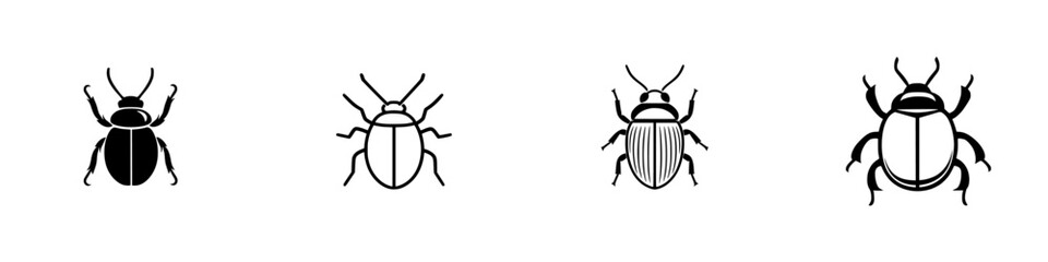 Poster - Unique collection of minimalist line icons featuring various beetle designs suitable for modern graphics and illustrations