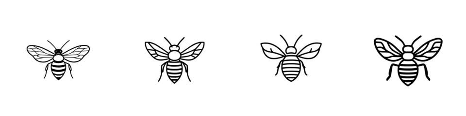 Poster - Minimalist line icons of bees designed for modern graphic projects and illustrations