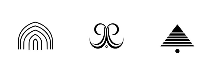 Poster - Vector minimalist line icons showcasing geometric shapes and abstract designs for modern graphic projects