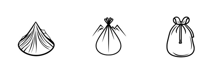 Poster - Vector minimalist line icons depicting mountains and bags suitable for design projects and illustrations in various styles