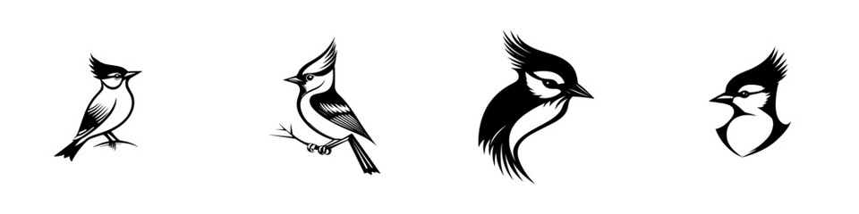 Poster - Set of minimalist line icons showcasing various bird designs in a sleek and modern style for versatile graphic use