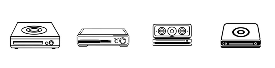 Poster - Collection of minimalist line icons showcasing various audio equipment for design purposes