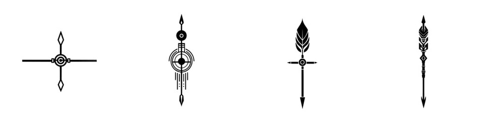 Poster - Collection of minimalist line icons featuring decorative arrows and symbols for versatile design applications
