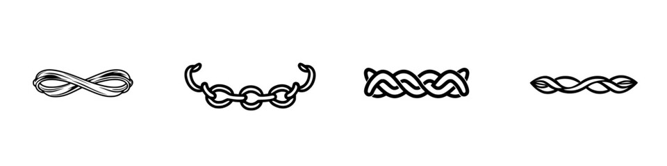 Poster - Minimalist line icons showcasing various intricate knot and chain designs suitable for modern graphic projects