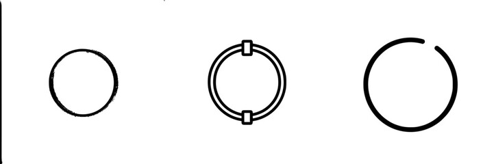 Poster - Minimalist vector line icons showcasing various circular shapes and forms in a clean design aesthetic