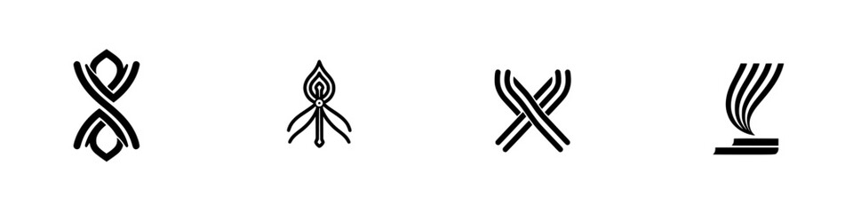 Poster - Vector minimalist line icons representing various abstract designs and symbols for creative projects and branding purposes