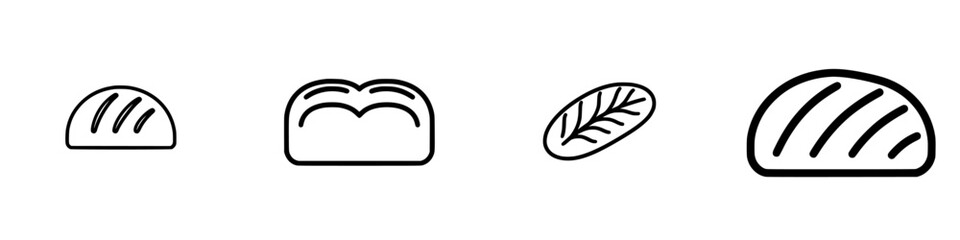 Poster - Collection of minimalist line icons representing different types of bread in a clean design