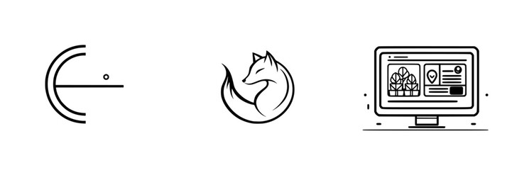 Poster - Collection of minimalist line art icons representing various concepts and activities for design projects