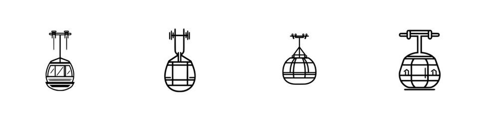 Poster - Vector minimalist line icons of cable cars suitable for various design projects and applications