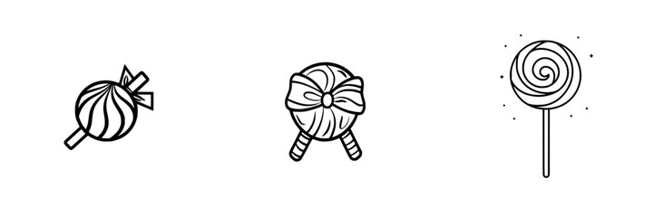 Poster - vector minimalist line icons showcasing various candy designs for use in creative projects and digit