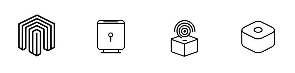 Poster - set of vector minimalist line icons showcasing various geometric shapes and concepts