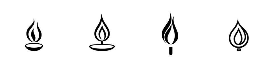 Poster - Minimalist line icons featuring various styles of flames in a contemporary design suitable for modern illustrations and graphics