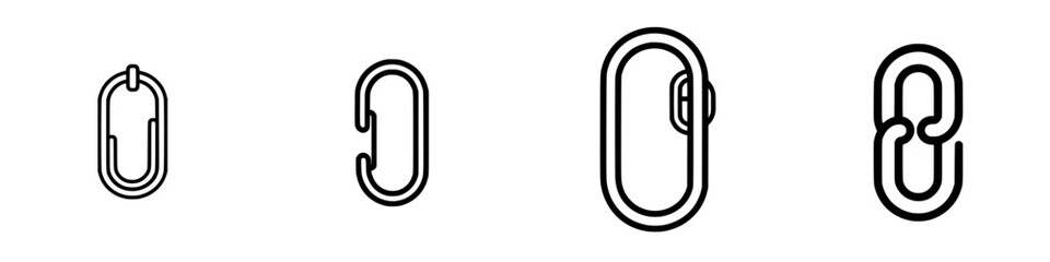 Poster - Collection of minimalist vector line icons depicting different styles of chain links for graphic design use