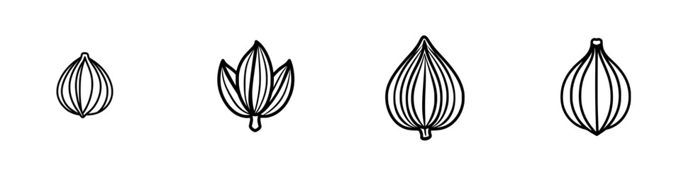 Poster - Minimalist vector line icons showcasing a series of plant seed shapes in a clean and modern design suitable for various applications