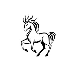 Poster - Minimalist line icons depicting a unicorn in an elegant and simplistic design for creative projects
