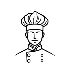 Poster - Creative set of vector minimalist line icons featuring a chef designed for culinary themes and food-related projects