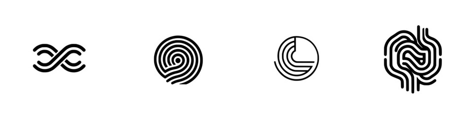 Poster - Collection of minimalist line icons featuring abstract patterns and designs suitable for various creative projects