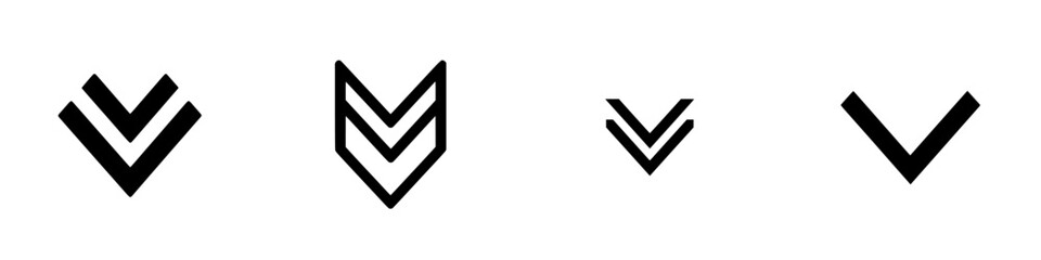 Poster - Set of minimalist line icons depicting directional arrows and geometric shapes for modern design applications
