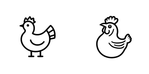 Poster - Vector minimalist line icons featuring chickens in simple, clean design suitable for various projects