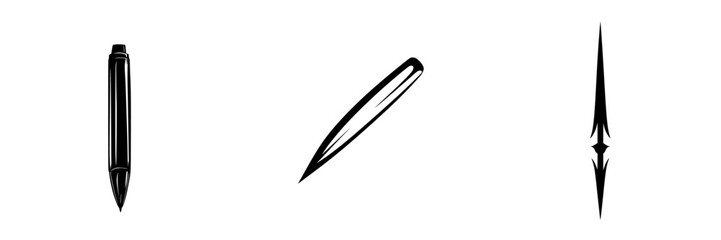 Poster - Set of minimalist line icons showcasing various pen designs for modern graphic projects and digital applications