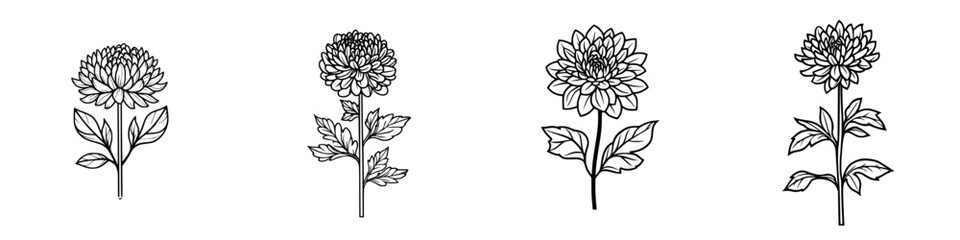 Poster - Collection of minimalist line icons depicting various flower designs for artistic and decorative purposes