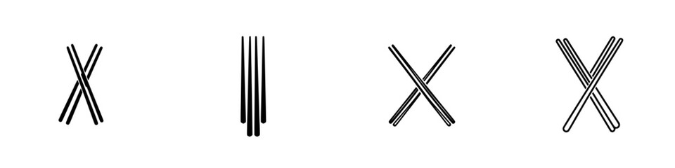 Poster - Unique collection of minimalist line icons showcasing various configurations of chopsticks in a clean, modern design style