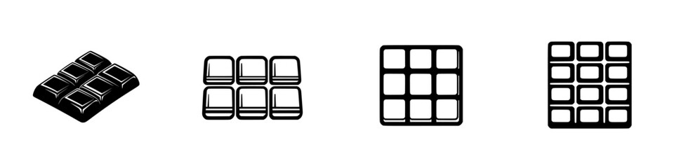 Poster - Minimalist vector line icons showcasing various chocolate bar designs in a clean and elegant style