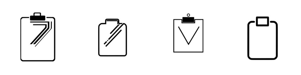Poster - Minimalist vector line icons representing various clipboard designs for organization and planning needs