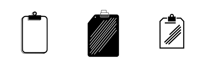 Poster - Collection of minimalist line icons featuring clipboards in various designs and orientations for graphic design and digital projects