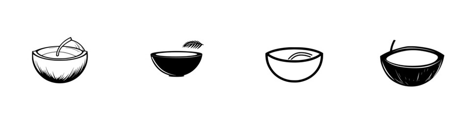 Poster - Collection of minimalist line icons representing various bowl designs in a simple, elegant style