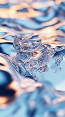 Poster - Dynamic Water Splash with Bubbles and Ripples in Clear Liquid Abstract Background with Blue Tones
