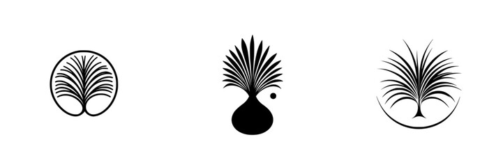 Poster - Set of minimalist line icons depicting various plant designs for modern graphic projects and branding
