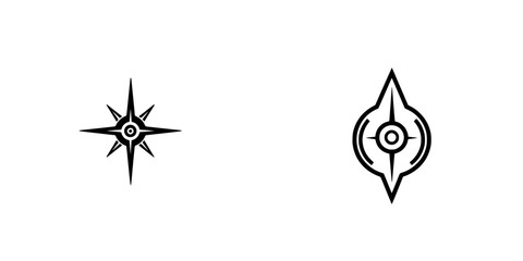 Poster - Collection of minimalist line icons depicting compass symbols for navigation and exploration purposes