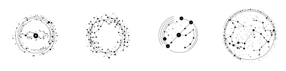 Poster - vector minimalist line icons depicting constellations in a modern celestial design style for various