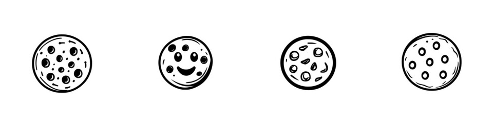 Poster - Collection of minimalist vector line icons showcasing various cookie designs in a simple and elegant style